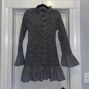 J. Crew Smocked Gingham Mini Dress Size M